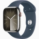Apple Watch S9 41mm Silver Stainless Steel, Storm Blue Sport Band (M/L), LTE