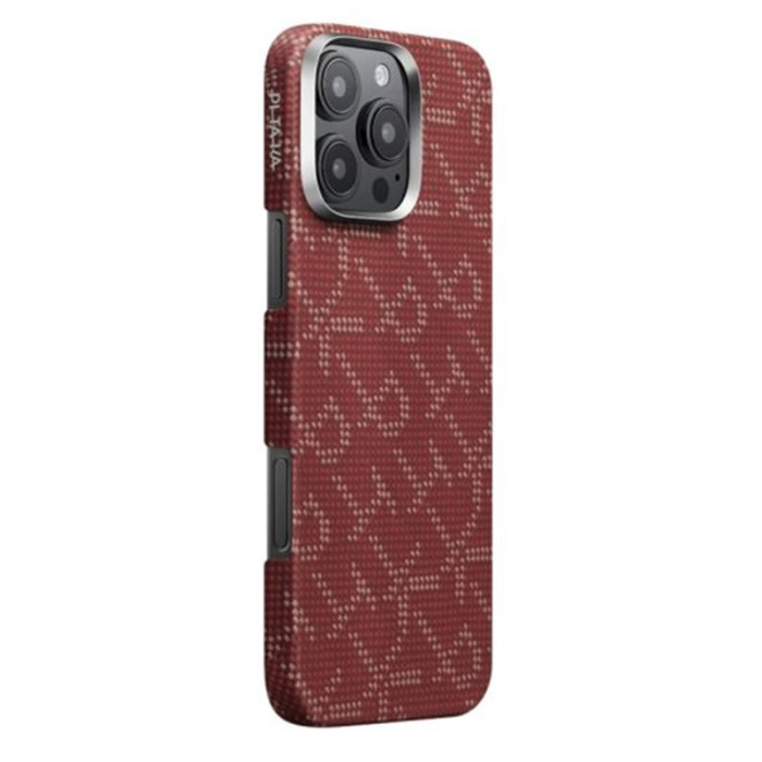 Чохол для iPhone 16 Pro Max - Pitaka Monogram Tactile Woven MagSafe, Red / Gold