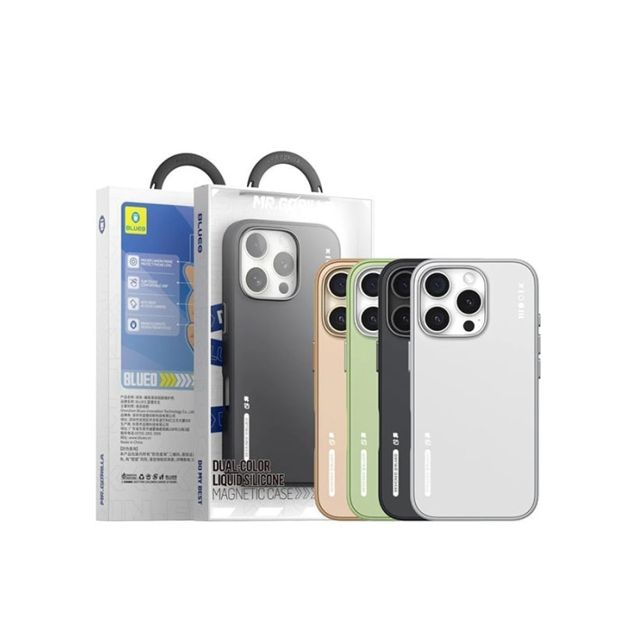 Чохол для iPhone 16 Pro Max - Blueo Dual Color Liquid Silicone MagSafe, Grey / White