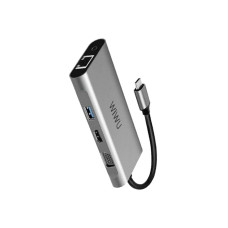 Хаб 12in1 - WIWU Alpha, USB-C to 3xUSB3.0+3xUSB2.0+HDMI, Gray