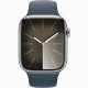 Apple Watch S9 45mm Silver Stainless Steel, Storm Blue Sport Band (S/M), LTE