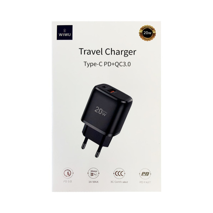 Зарядний пристрій - WIWU, Travel Charger, 20W Black